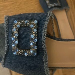 Denim Sandal with assorted blue crystals
